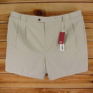 Cutter & Buck Chino Shorts Pleated Mens Sz 50B Beige Polyester Blend Pockets NWT